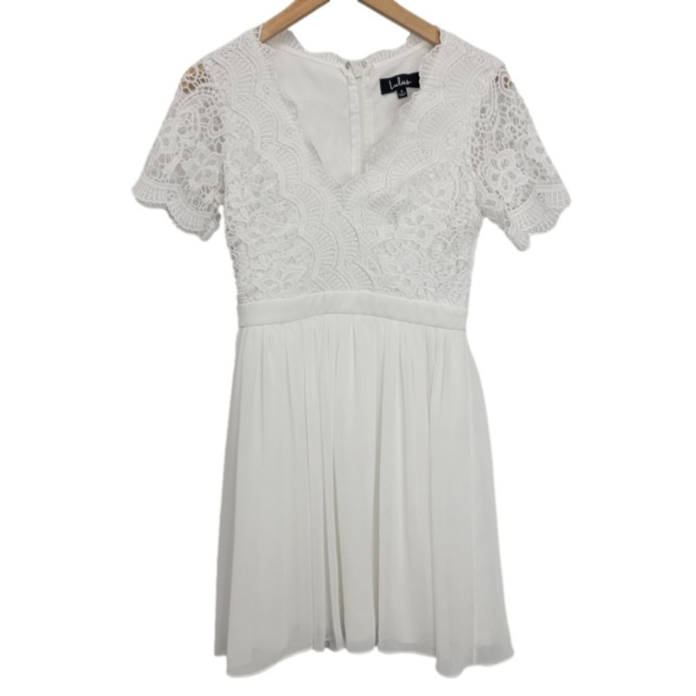 LULUS Angel in Disguise White Lace Skater Dress